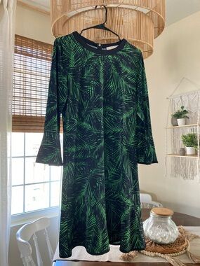 MICHAEL Michael Kors Black Dress with Green Palm Print